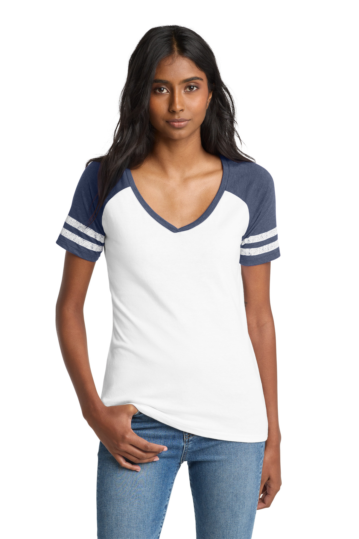 District Women's Game V-Neck Tee. DM476 11