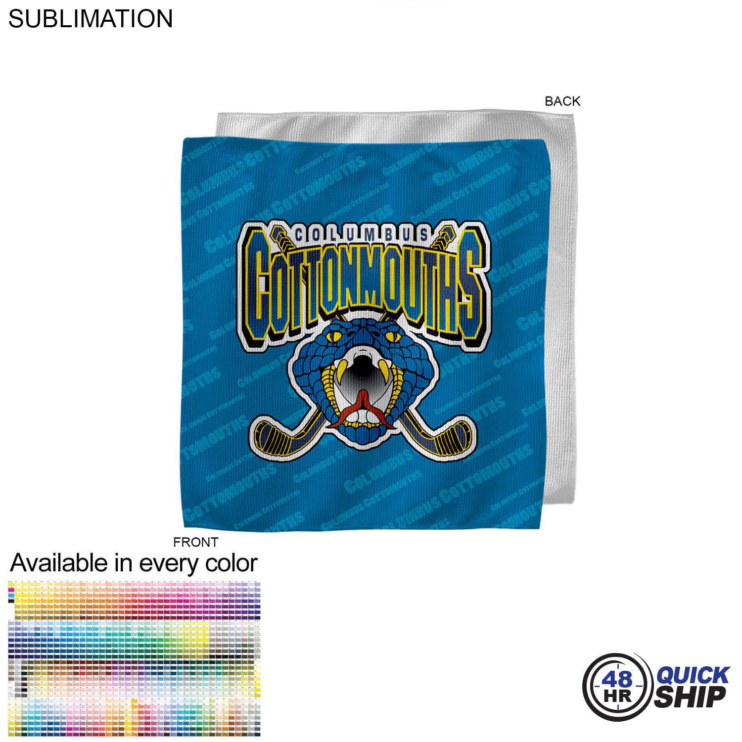 48 Hr Quick Ship - Microfiber Dri-Lite Terry Rally, Sweat, Skate Towel, 15x15, Sublimated 7