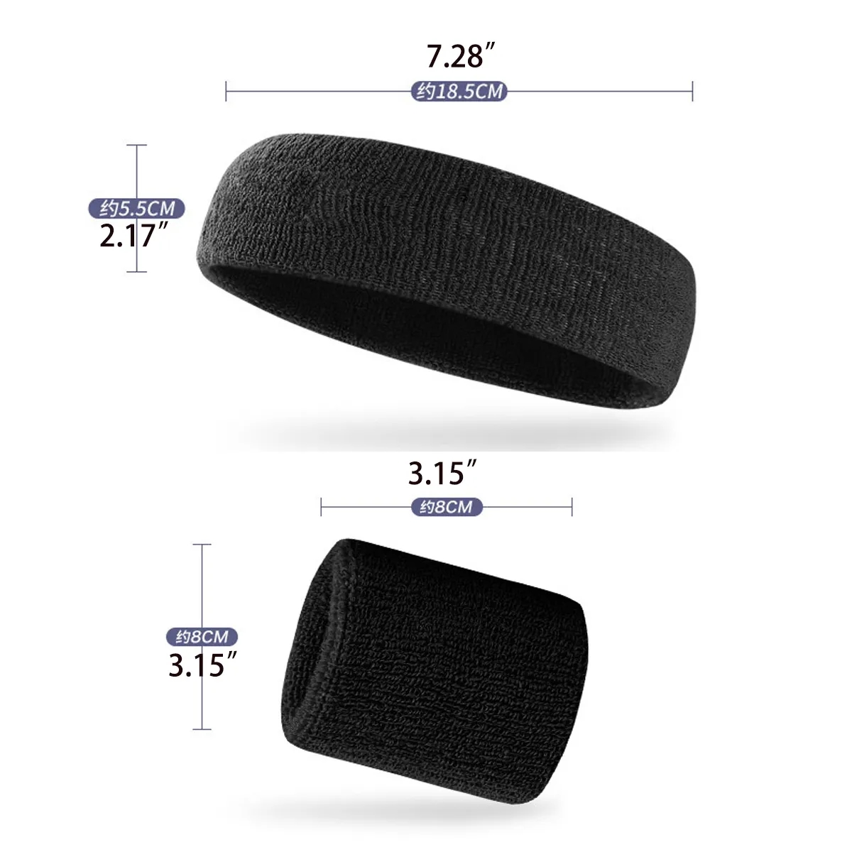 3-Piece Sports Sweatband Set Includes Headband/Wristband 3