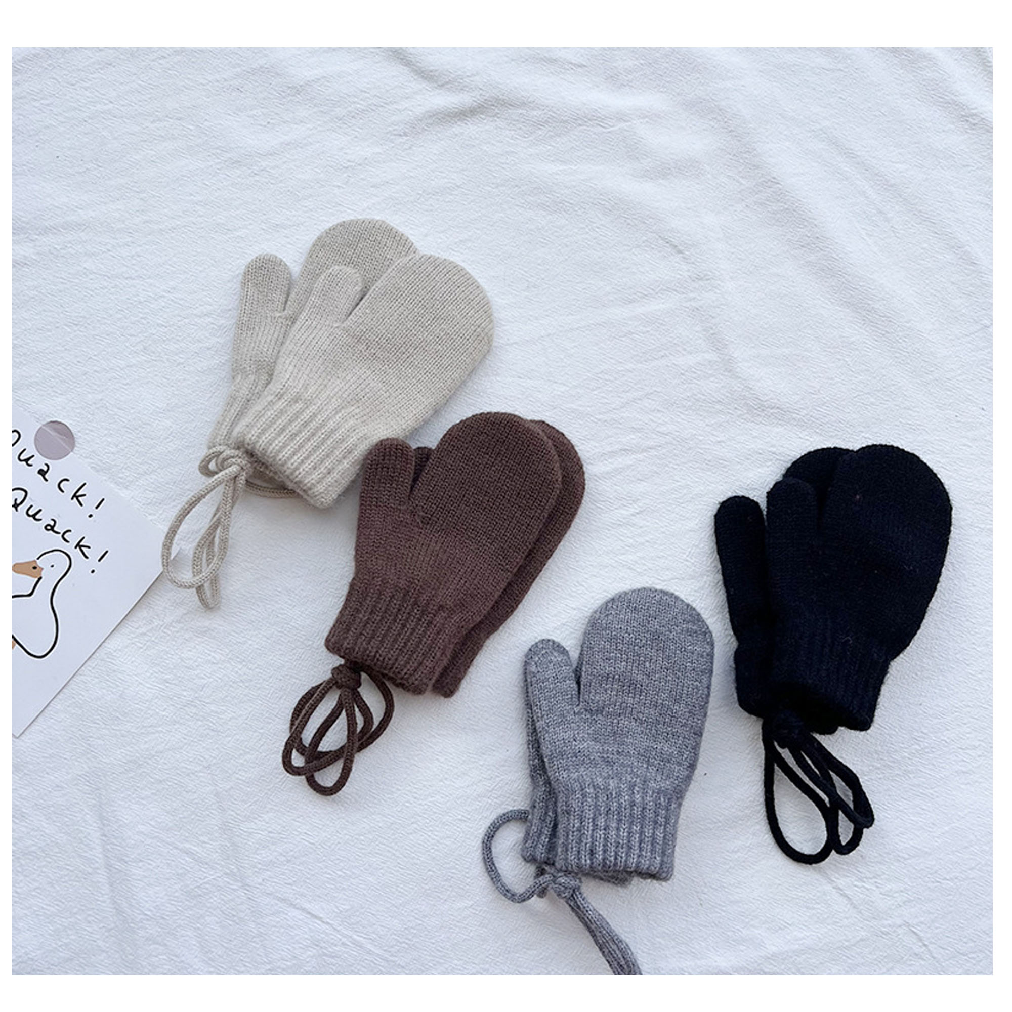 Alpaca Knitted Mittens With String In Fun Colors For Children??S Winter Wear 3