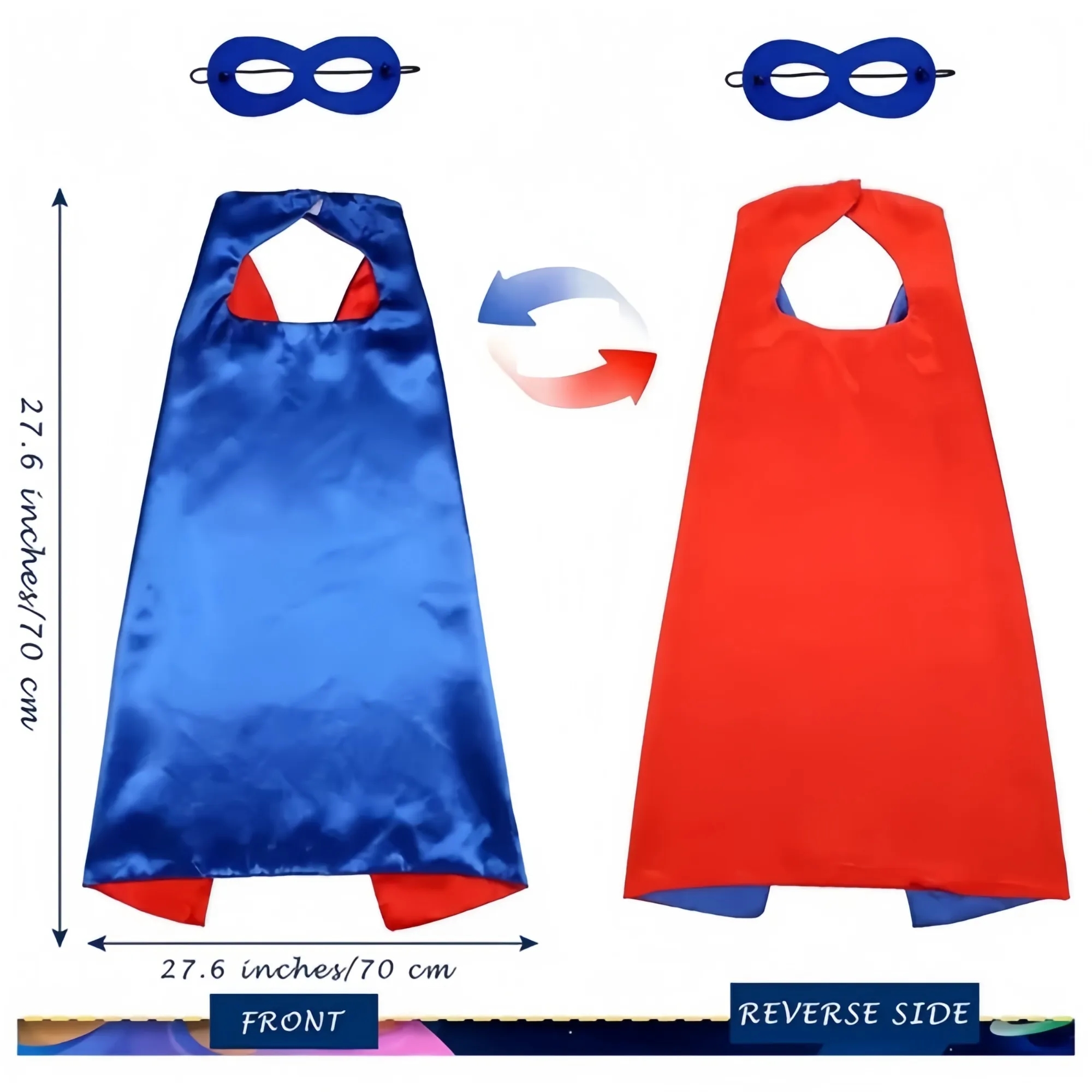 Double Layers Kid Superhero Cape with Eye Mask 7