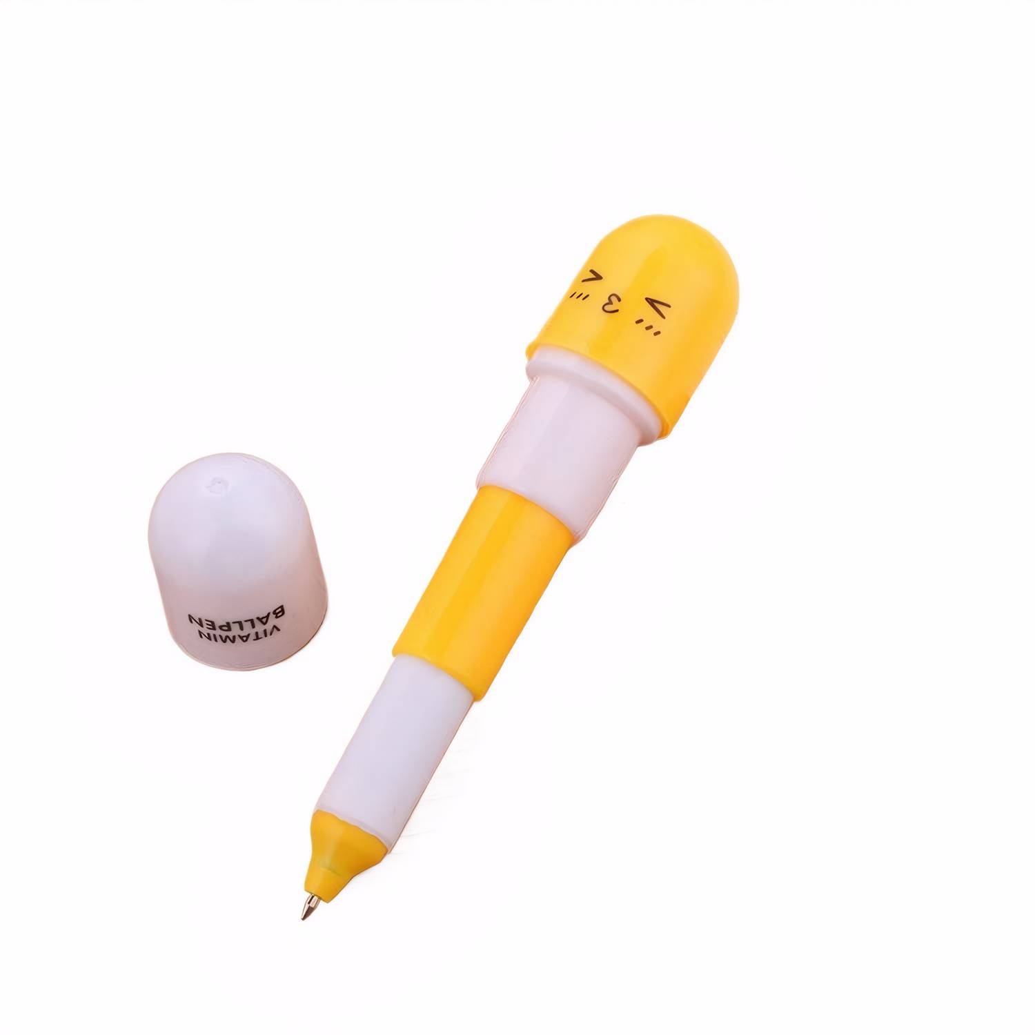 Retractable Capsule Shape Ballpoint Pen w/ Smiling Face 7