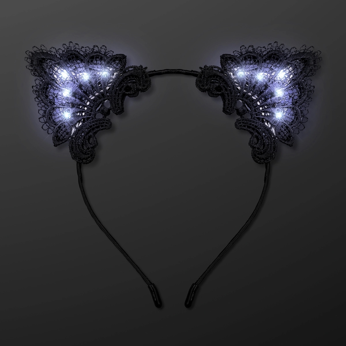 White Lights Black Lace Cat Ears Hair Accessories 2