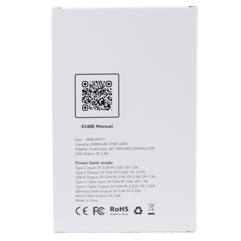 Charge All 20K Power Bank with Integrated Charging Cables and AC Plug 9