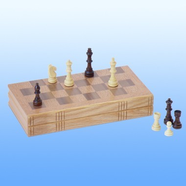 11" OAK BOOK STYLE CHESS SET 2