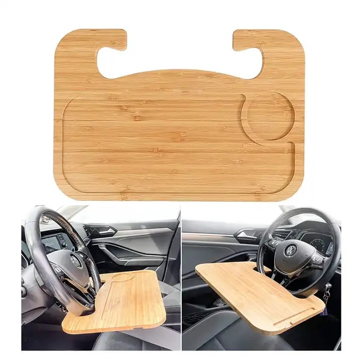 Bamboo Car Laptop Steering Wheel Desk 7