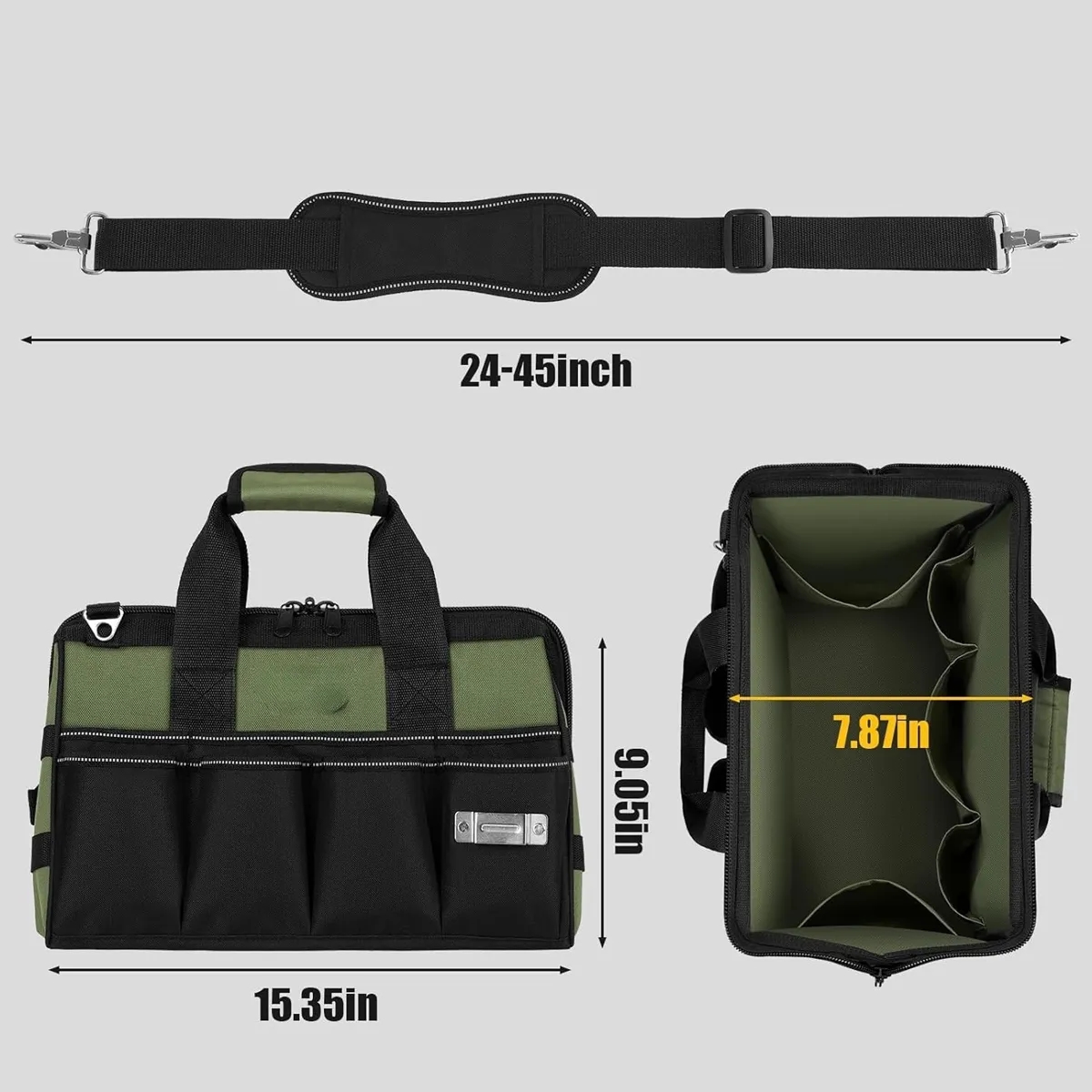 Heavy Duty Tool Bag 15 Inch 16 Pocket Portable Box Storage 2