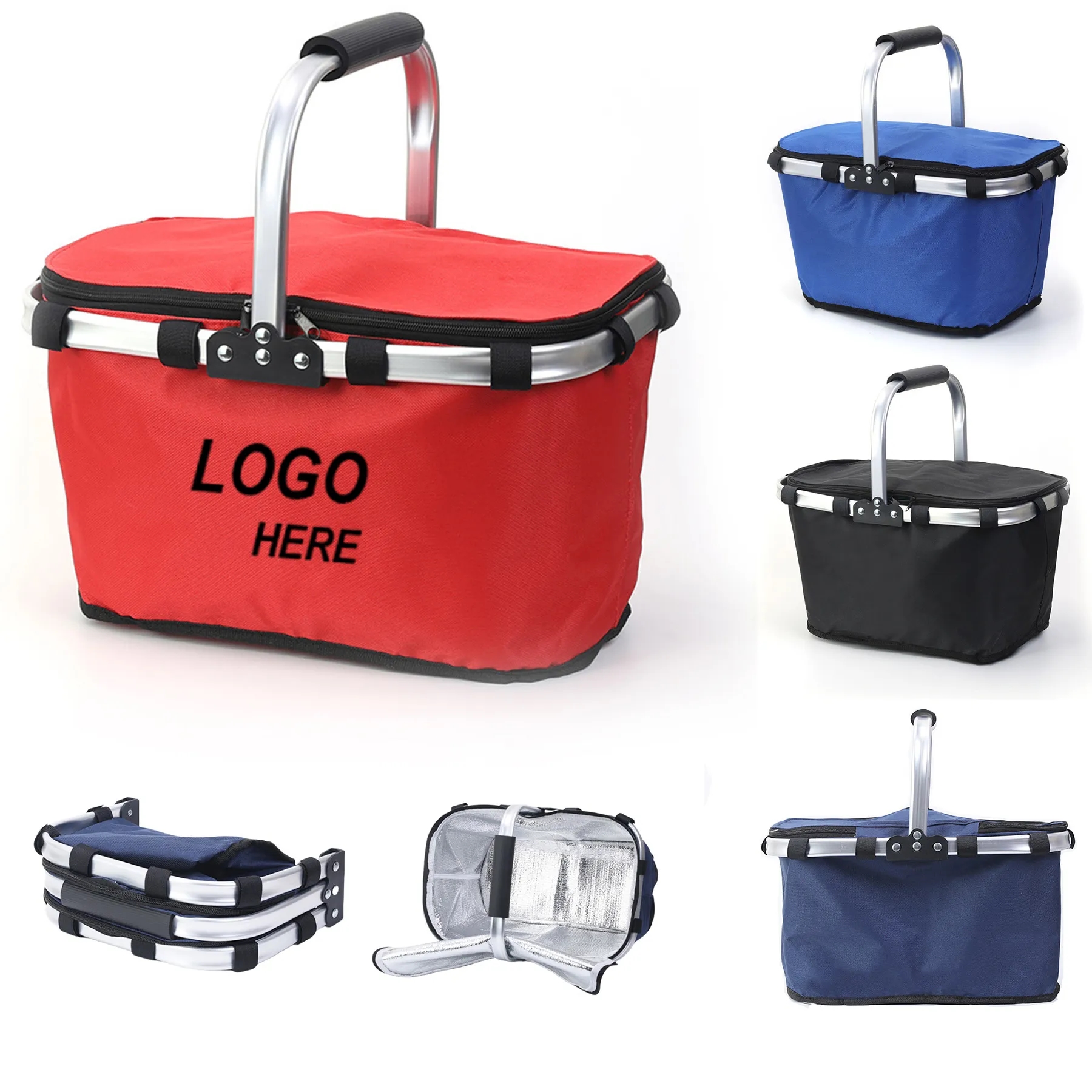 30L Insulated Portable Collapsible Picnic Basket W/ Handle 2