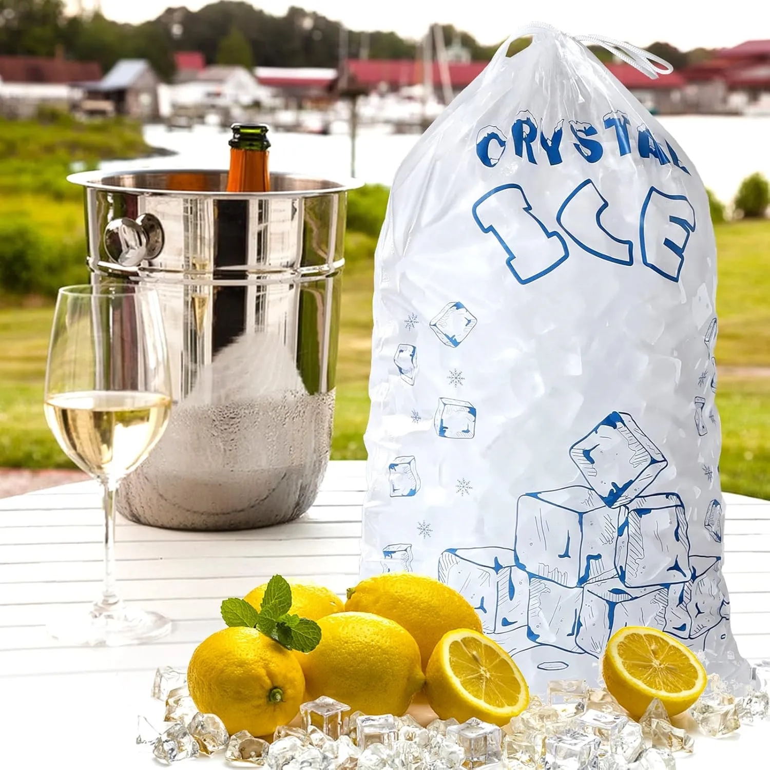 Custom Plastic Ice Bags With Drawstring 4
