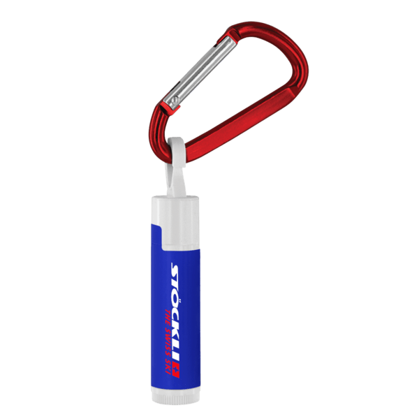 SPF 15 Lip Balm in White Tube with Hook Cap and Carabiner 3