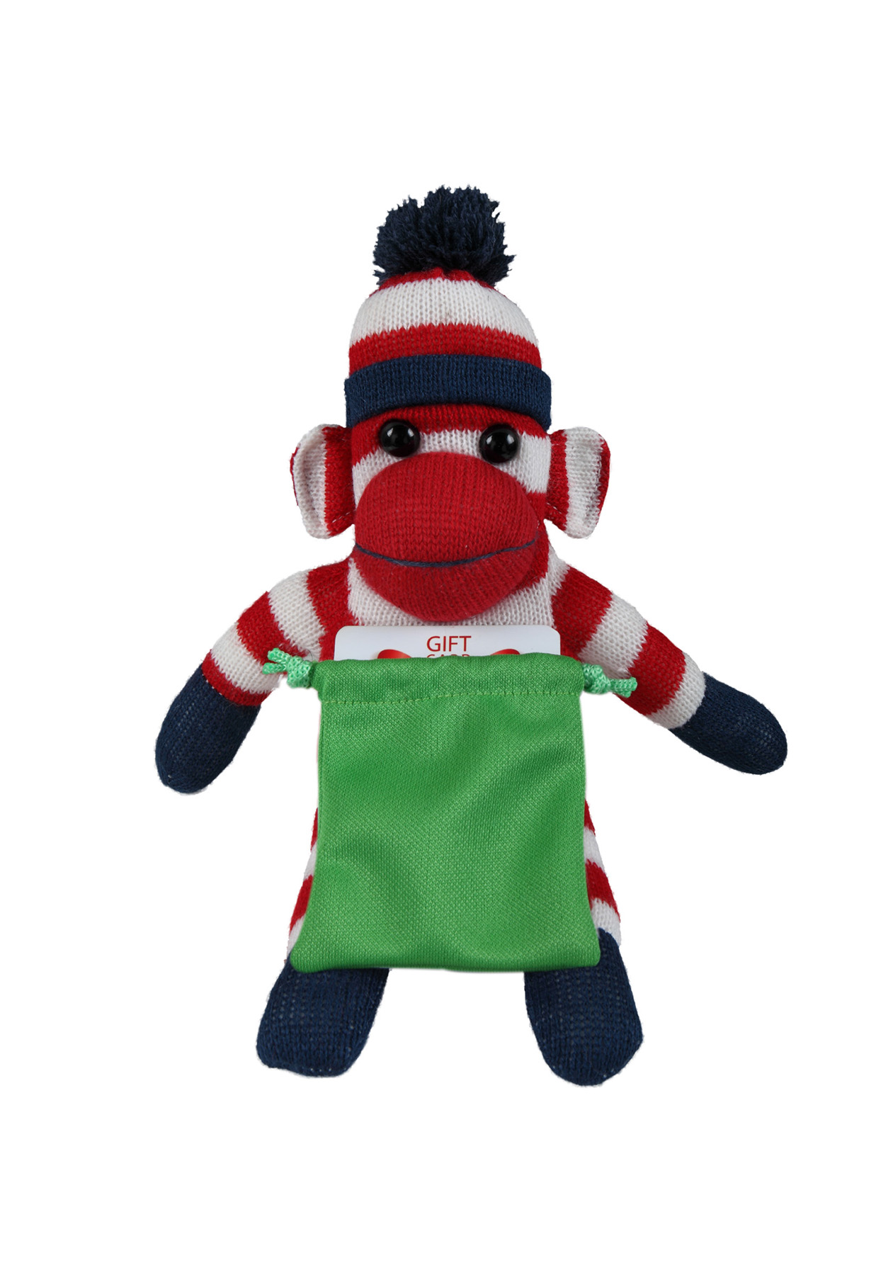 soft plush Patriotic Sock Monkey with gift card sack 4