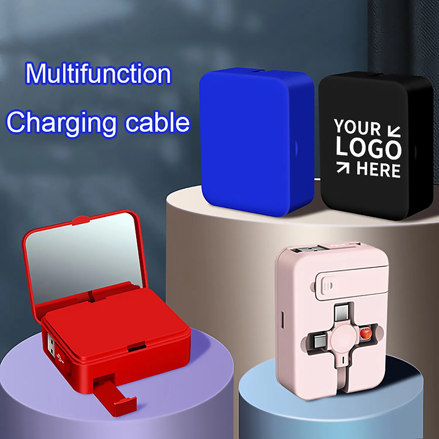 Multifunction 3-in-1 Charging Cables Mirror Phone holder 4