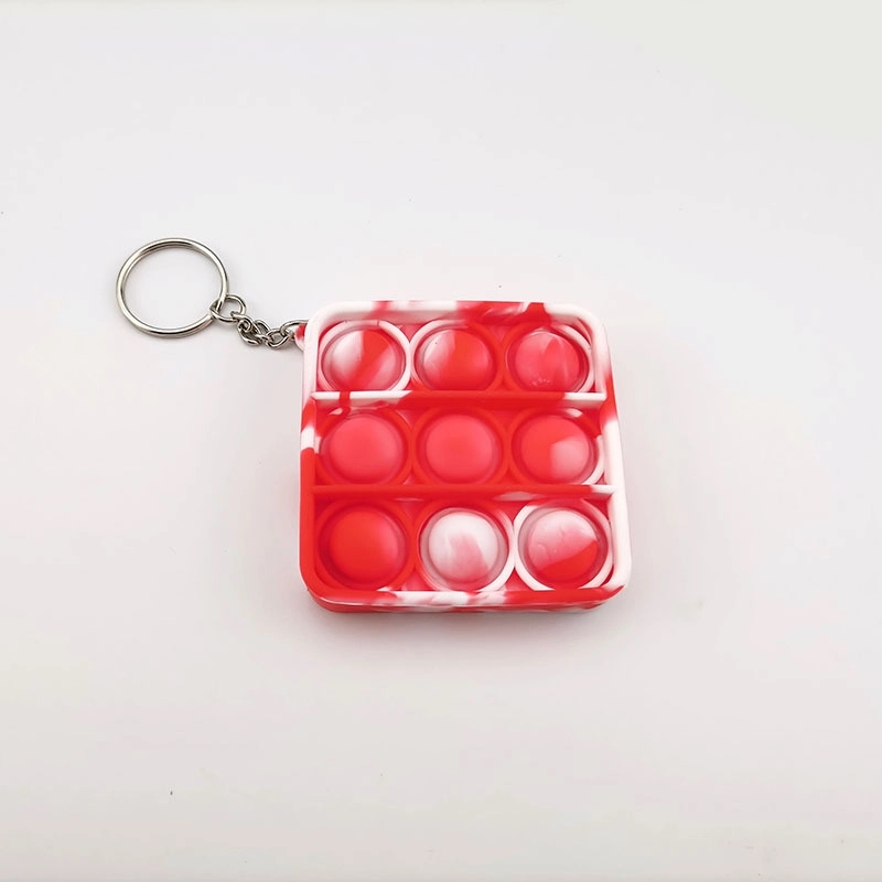 Mini Push Pop Bubble Fidget Toy Key Ring Square 6