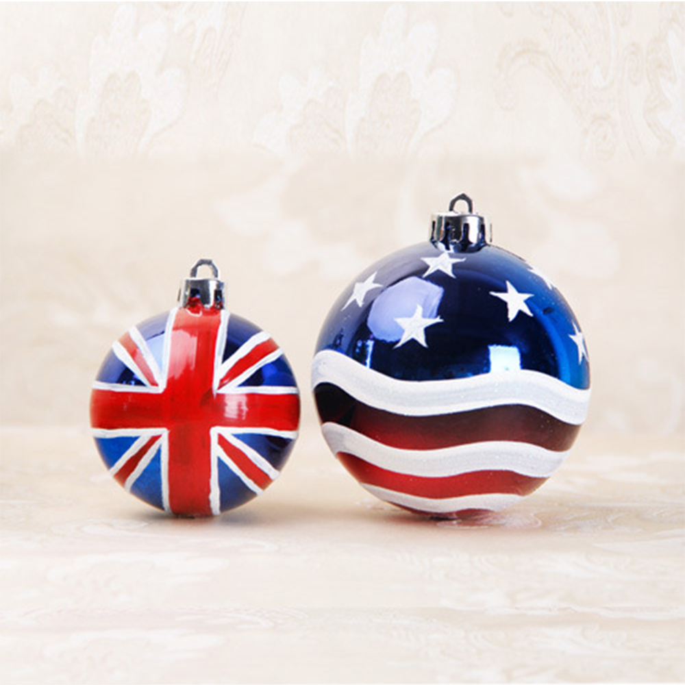 Christmas Tree 6pcs 8cm USA Flag Colored Balls 3