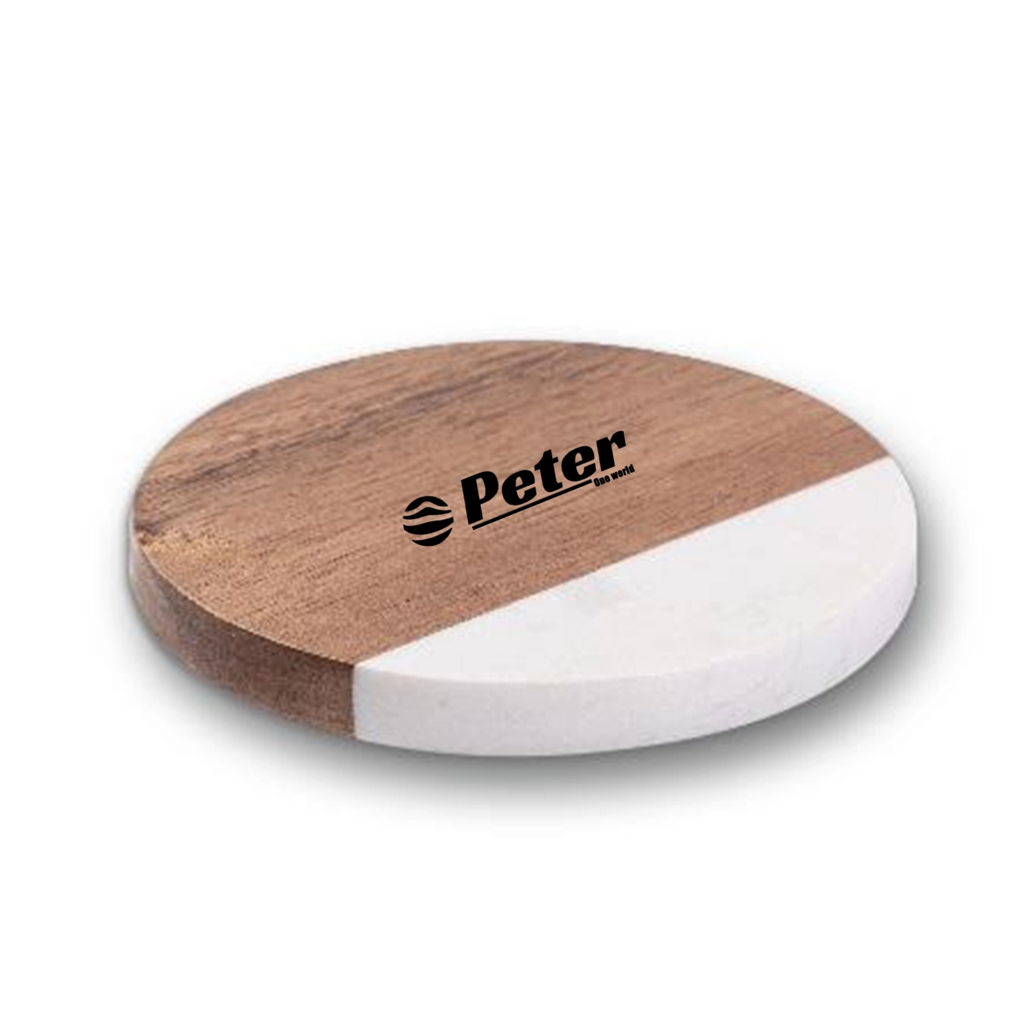 Round Acacia Wood And Marble Coaster 2