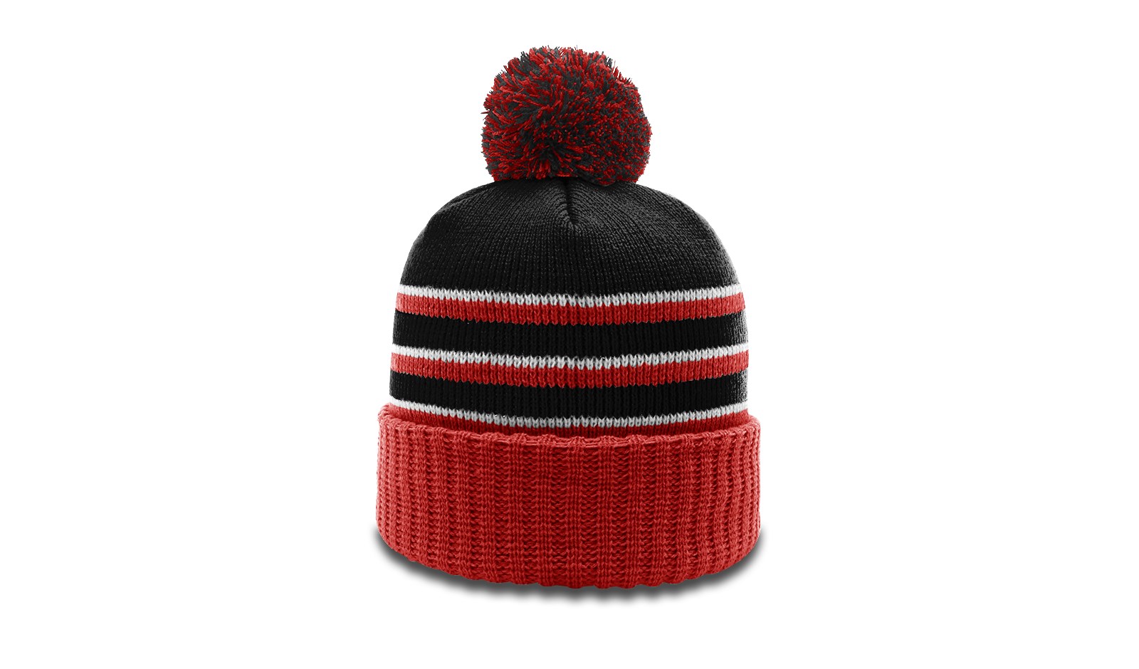  Striped Beanie with Cuff & Pom 2