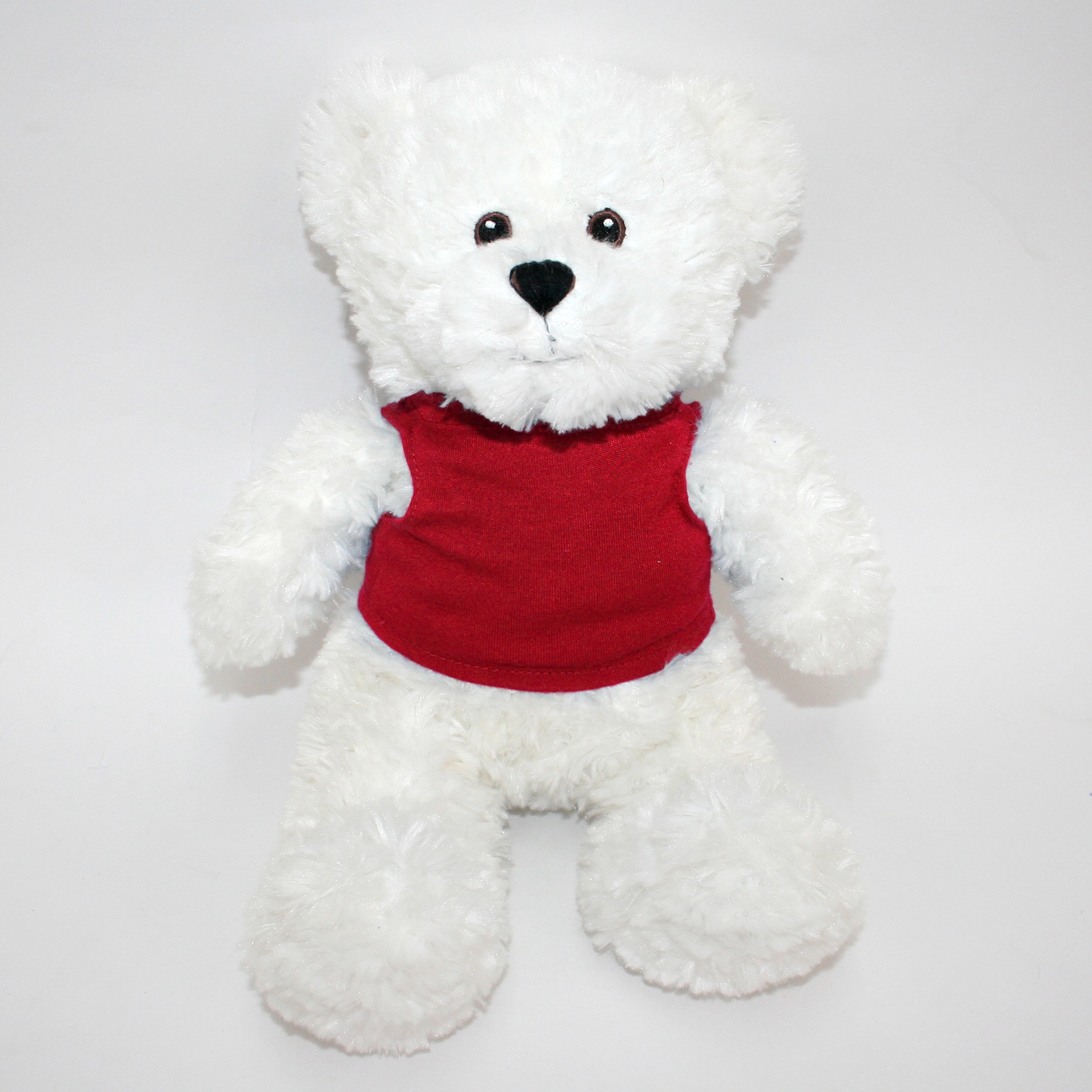 12" White Bear with Embroidered Eyes 18