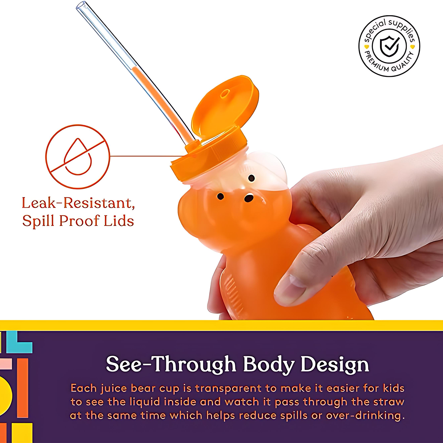 Clear bear drink cup w/ silicone straw 4