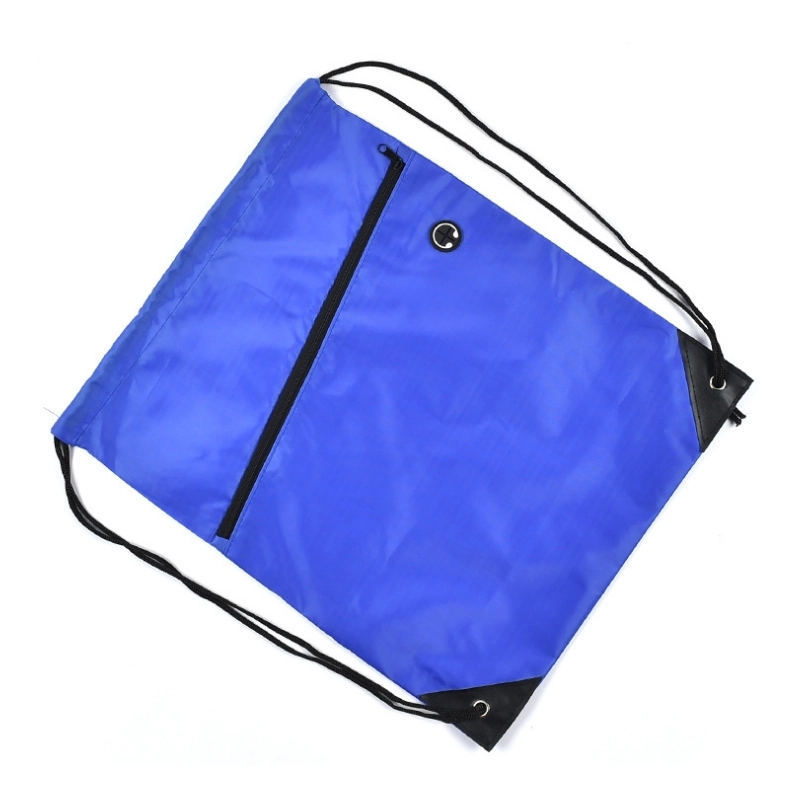 Sport Drawstring Backpack Bag With Front Zipped Pocket 7