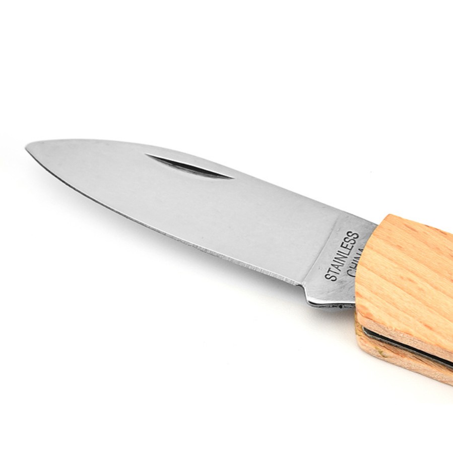 Stainless Steel Folding Pocket Knife with Wooden Handle 7