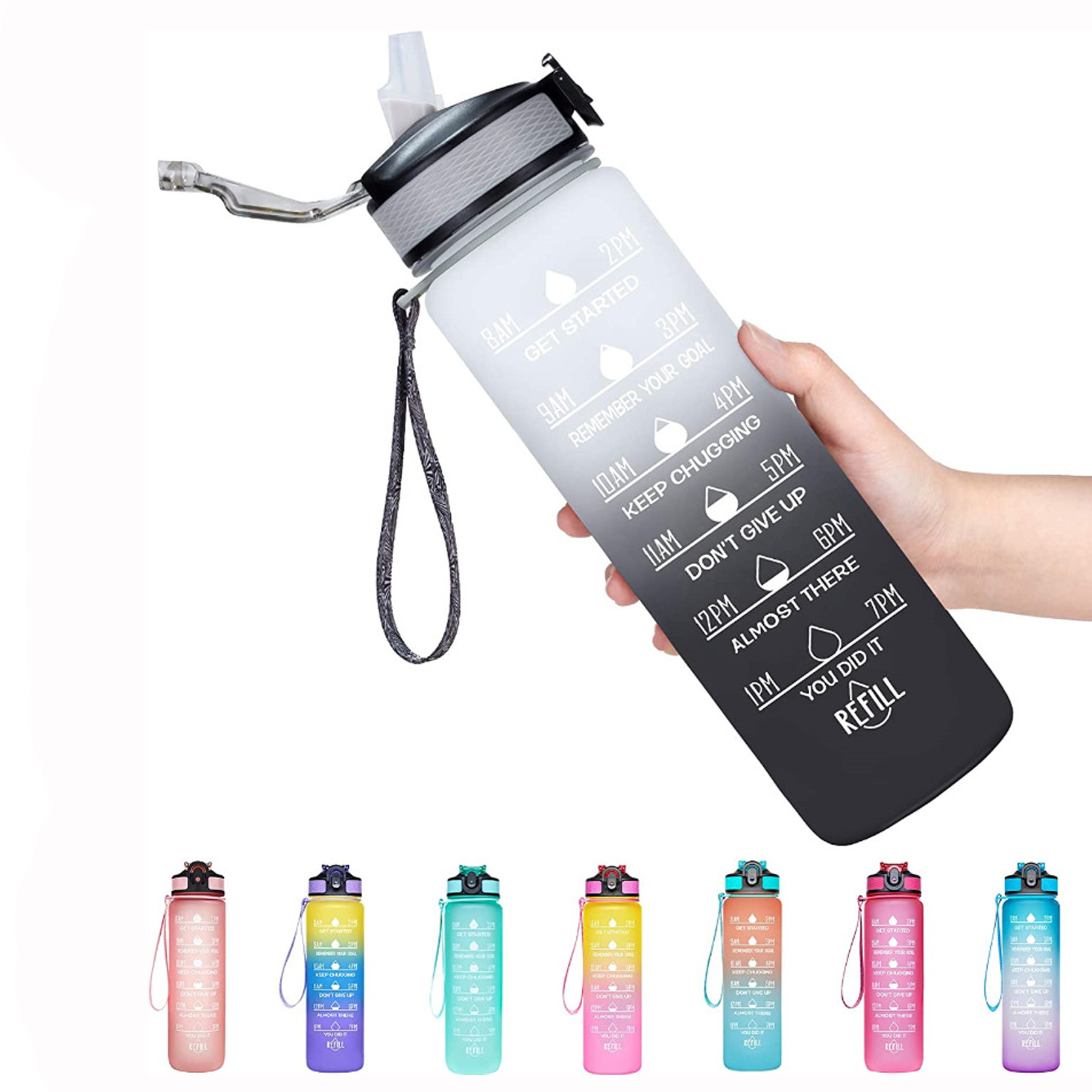 32 OZ Motivational Water Bottle With Time Mark 8