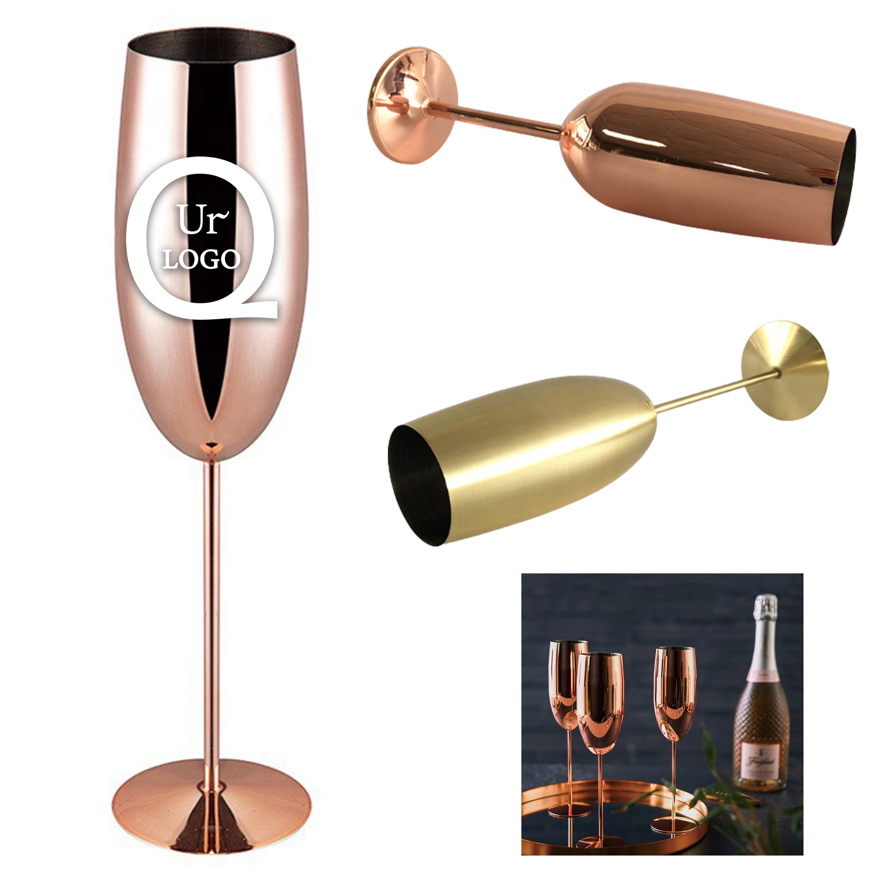 10 Oz Stainless Steel Champagne Glasses