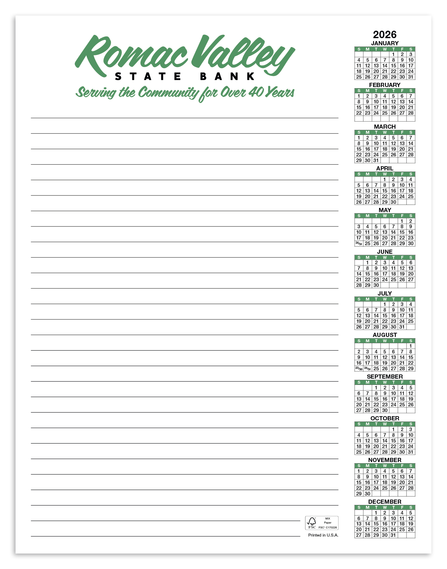 Skinner & Kennedy® Scratch Pad Calendar 24