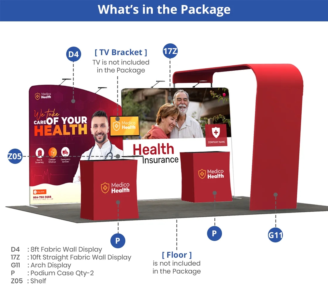 20ft Inline Trade Show Booth - Full Graphic Wall Setup 10