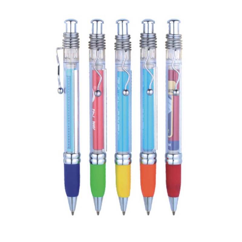 New multcolor ball point pen plastic transparent advertising pen