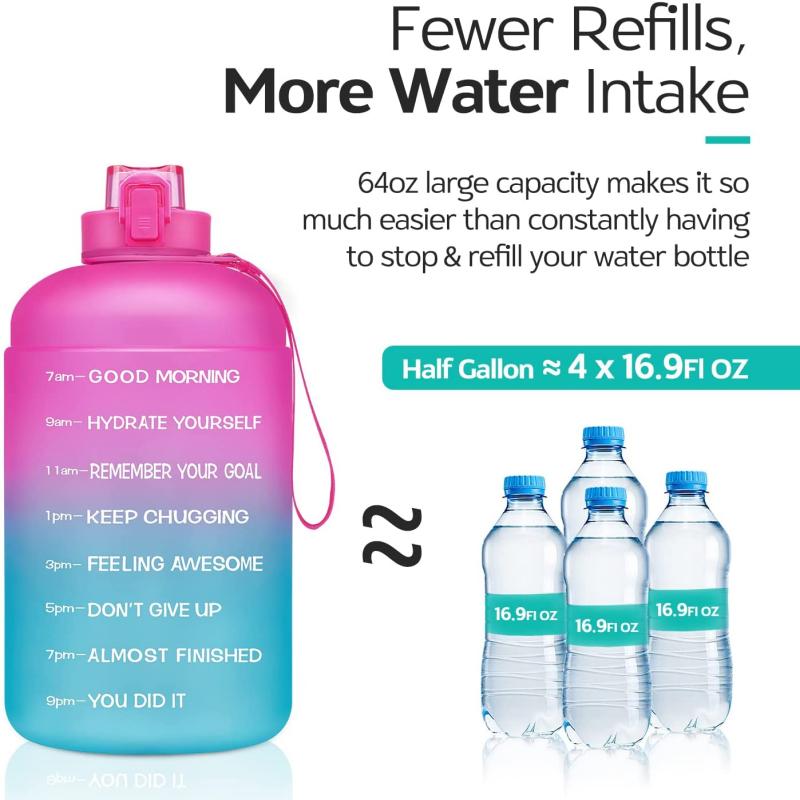 Half Gallon 64oz Sport Motivational Water Bottle 5