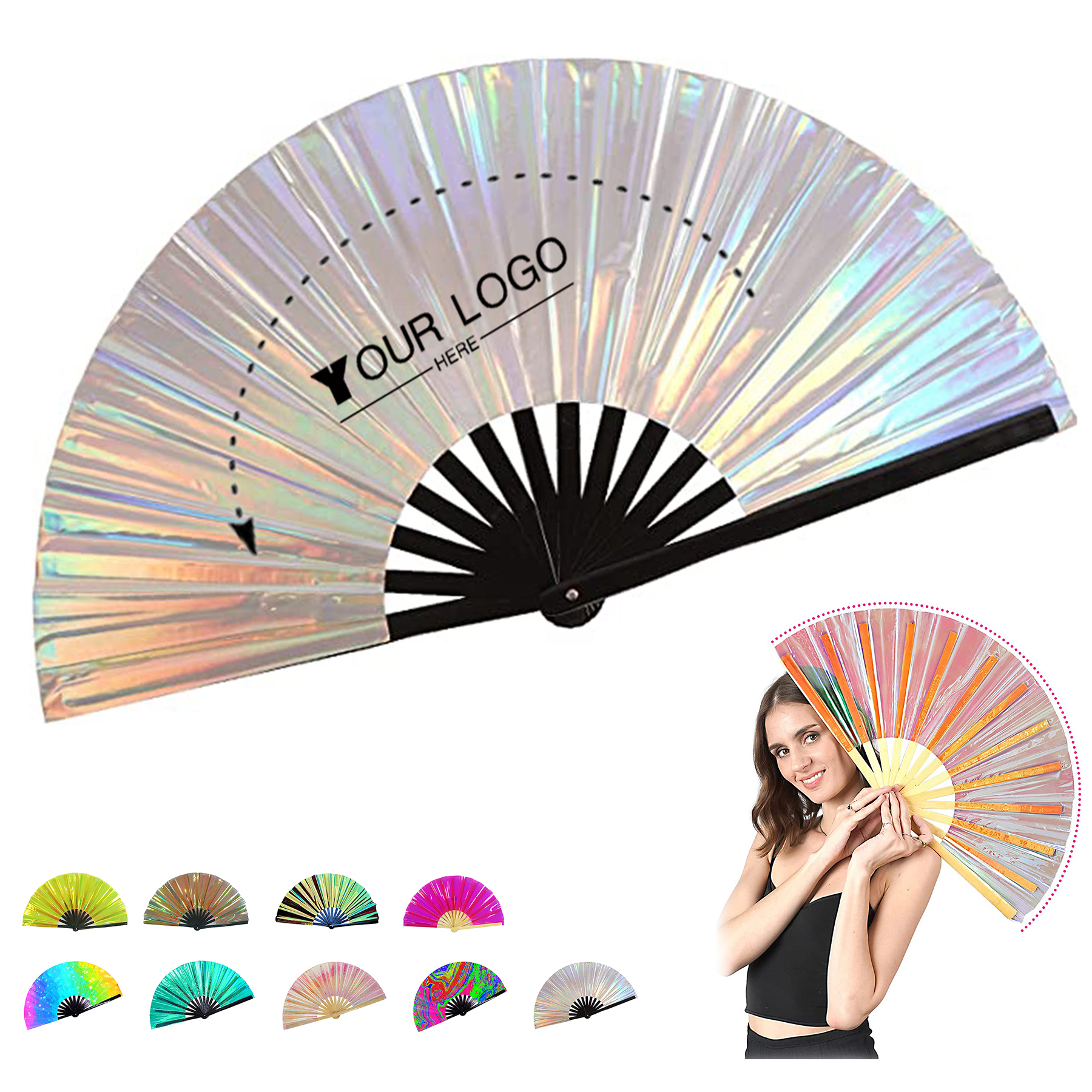 Iridescent Folding Hand Fan 2