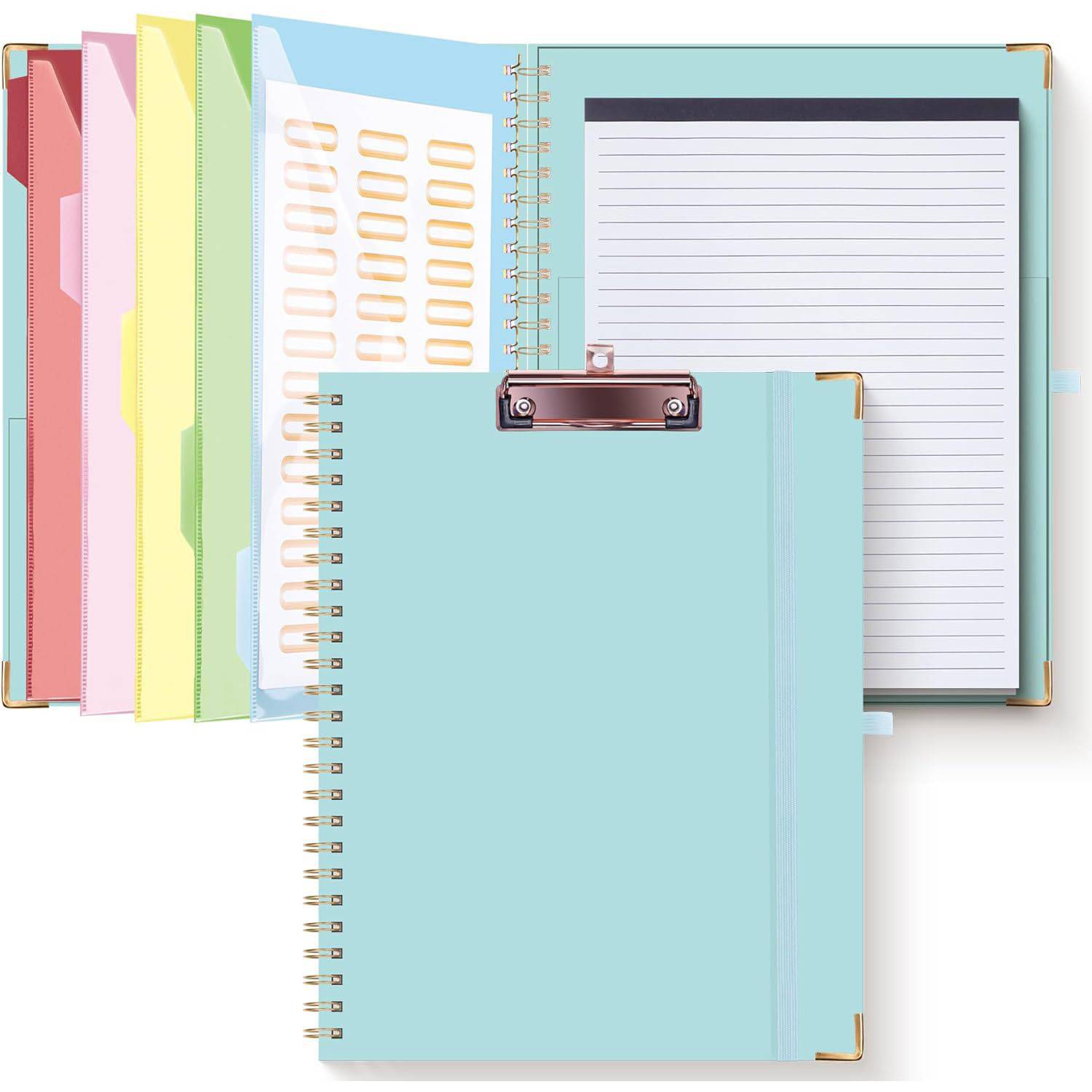 Foldable Spiral Clipboard w/ 10 Storage Pockets 1