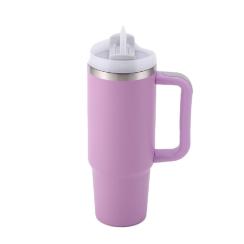 30 oz Vacuum Stainless Steel Tumbler W/ Handle & Straw 11