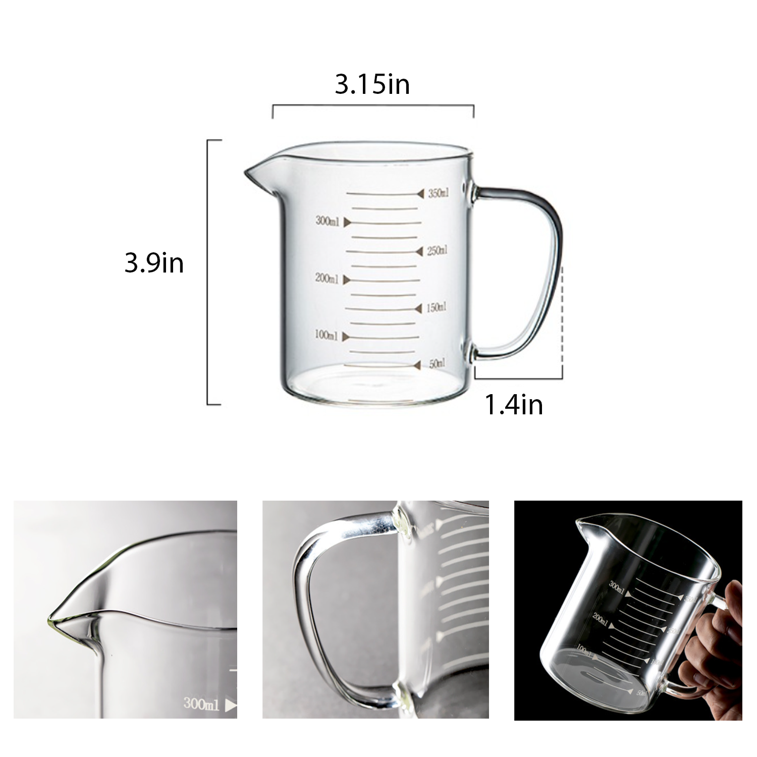 Beaker Mug w/ Handle Durable Bamboo Lid 2