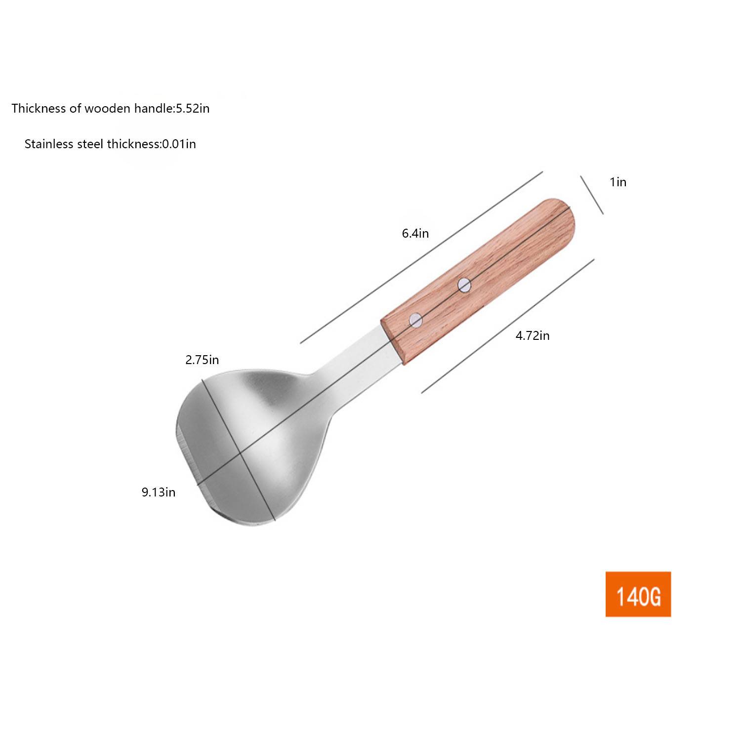 Stainless steel wooden handle ice cream spoon kitchen tool 4