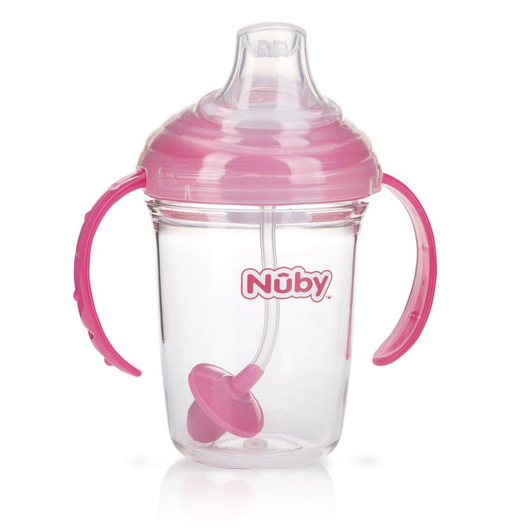 Nuby 2-Handle 360 Grip N' Sip Cups - Pink 8 oz 2