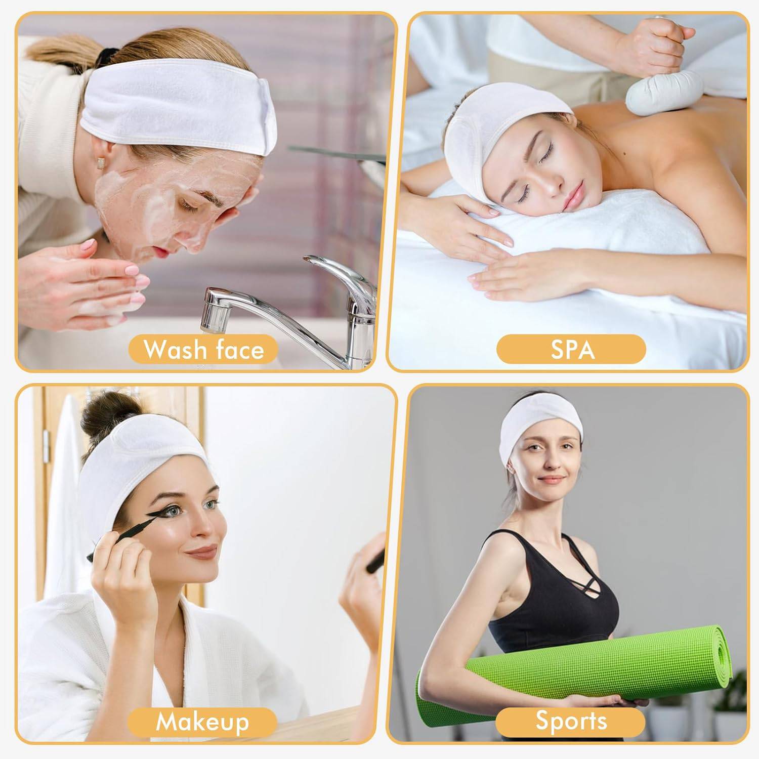 Soft Adjustable Makeup Hair Band W/ Magic Tape 6
