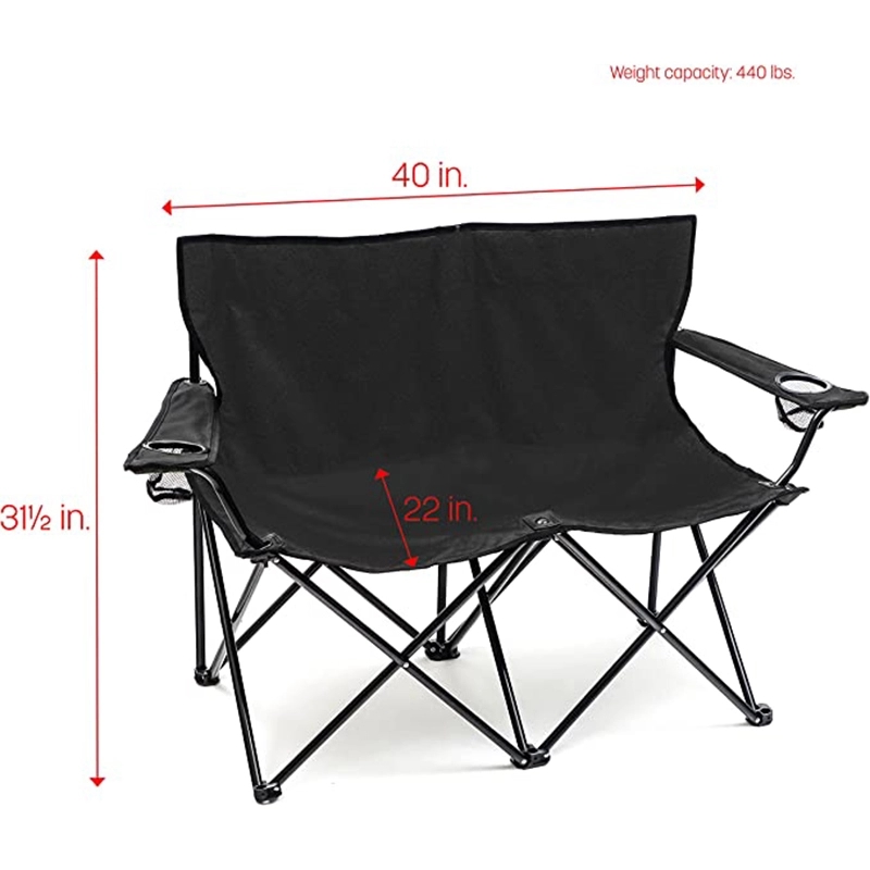 45"H Loveseat Style Double Camp Chair With Steel Frame 5
