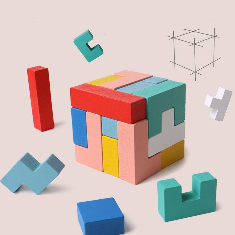 Kizfarm Wooden Blocks Puzzle Brain Teasers Toy 6