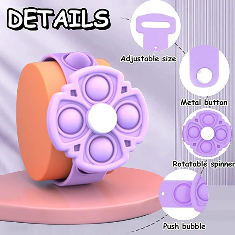 Stress Relief Pop Wristband Fidget Sensory Hand Finger Press Silicone Toy 9