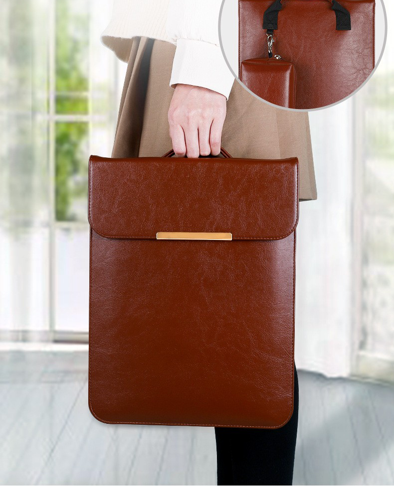 Waterproof Anti-scratch Leather Sleeve with Pouch 7