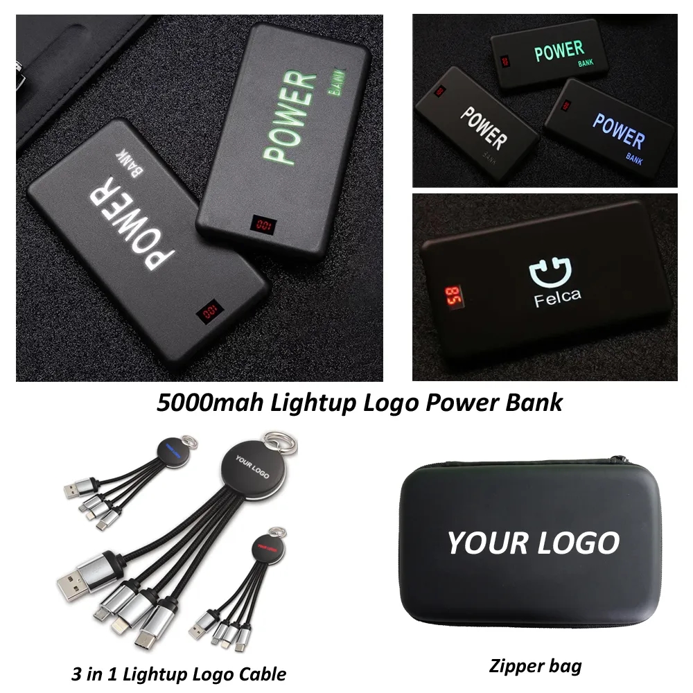 5000mAh Power Bank Kit with 3 in 1 Cable (Lightup Logo) 6
