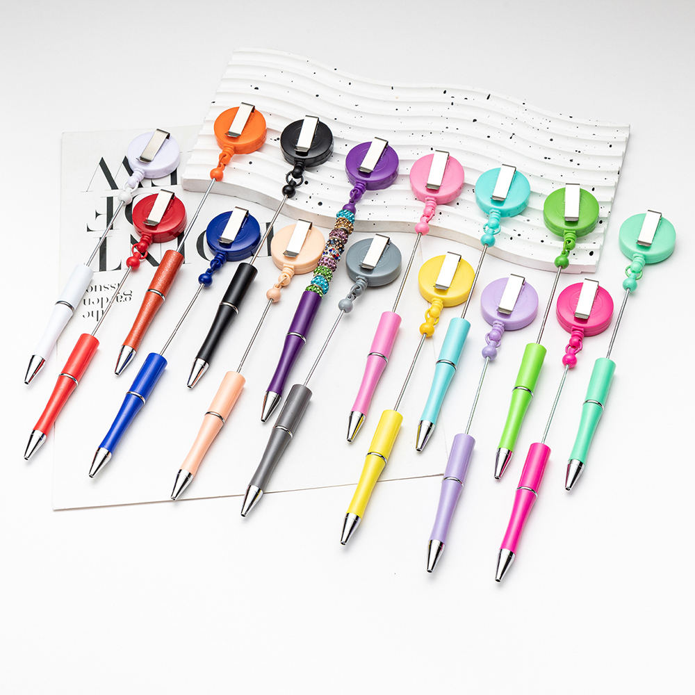Easy Pull Buckle Ballpoint Plastic DIY Beadable Pen 5