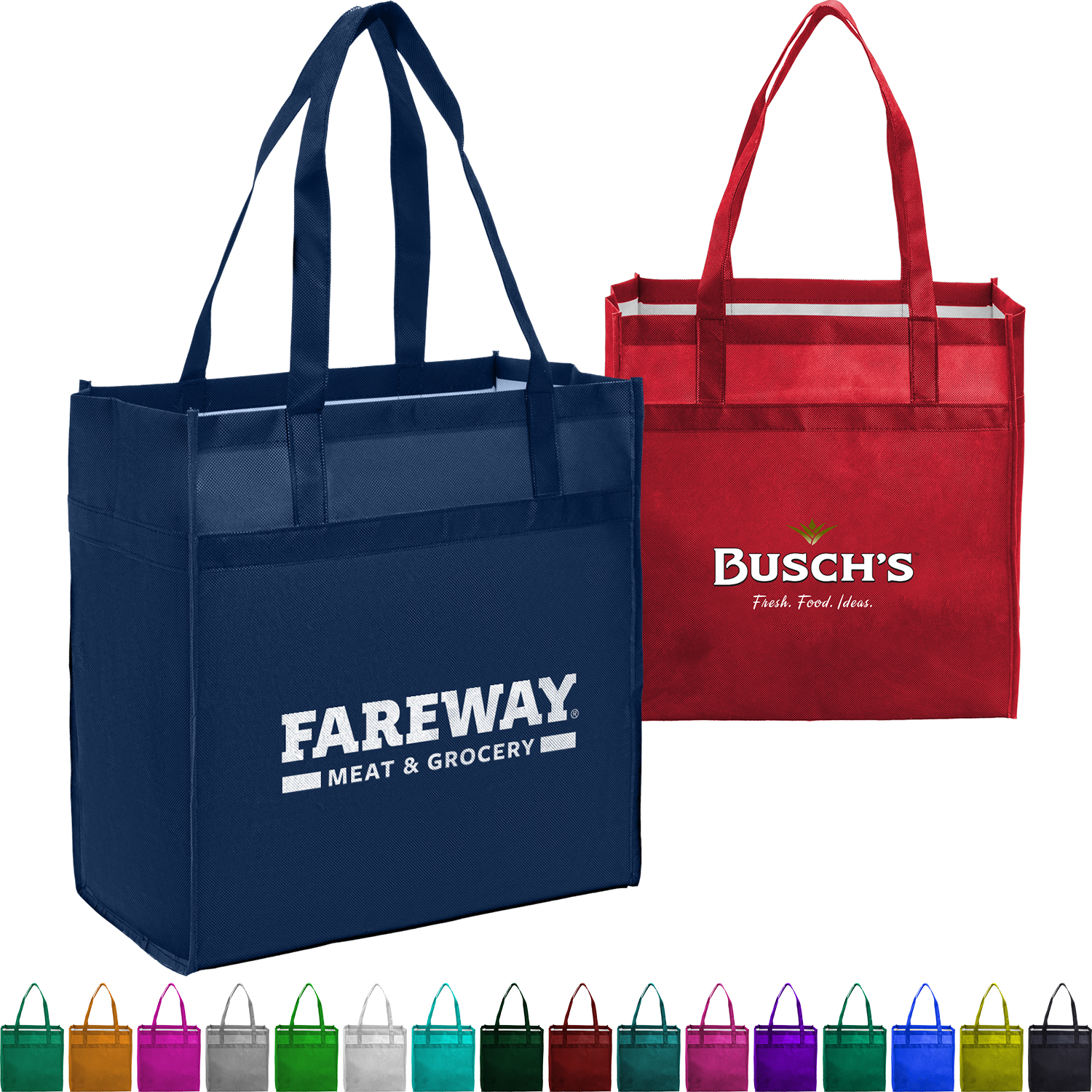 Heavy Duty 100GSM Non-Woven Grocery Tote Bag w/ Gusset (13" x 14" x 7") 1
