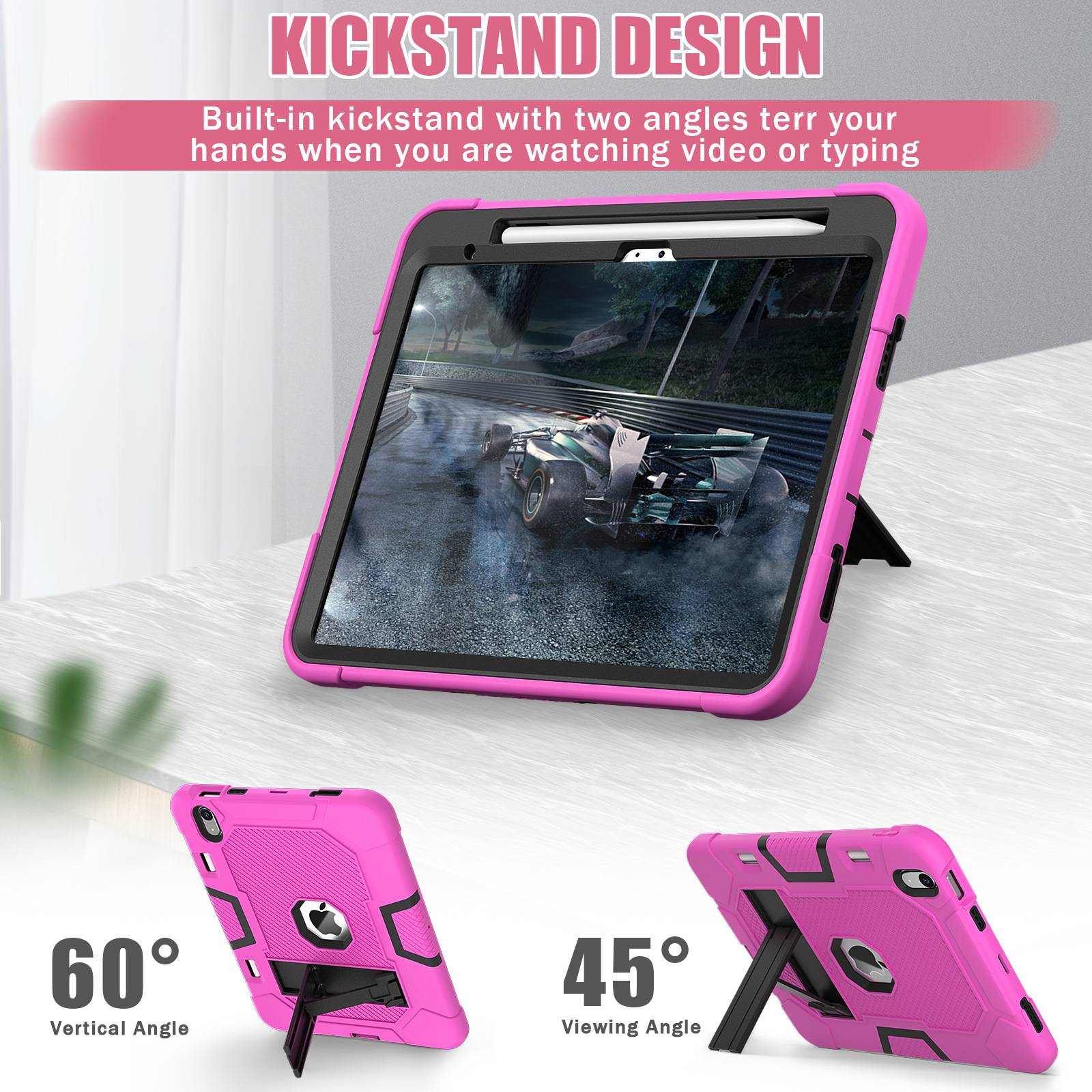 Silicone iPad case w/ double layer shockproof 4
