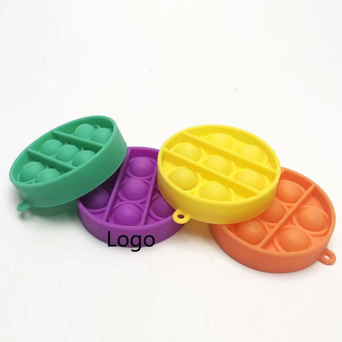 Shape Round Pure Color Push Pop Key Chain/Hook up 3