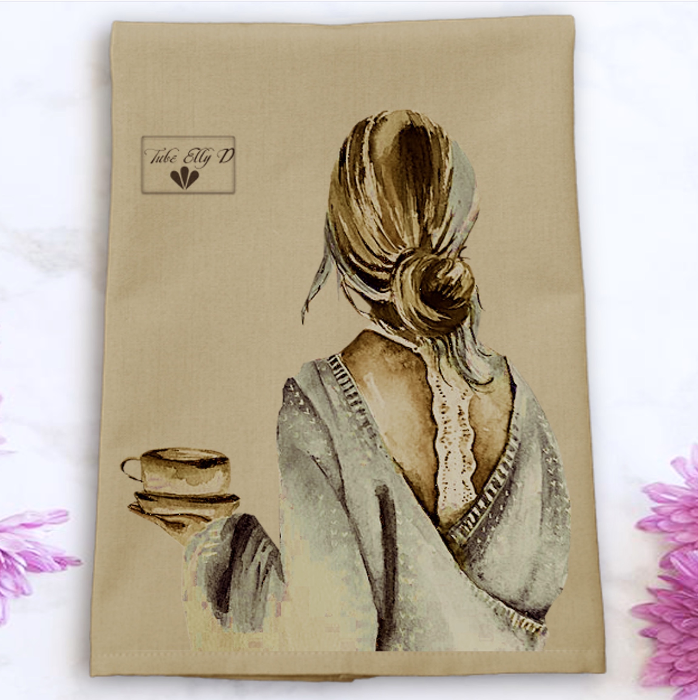 Wheat Solid Plain Weave Kitchen Towel with Custom Print 8