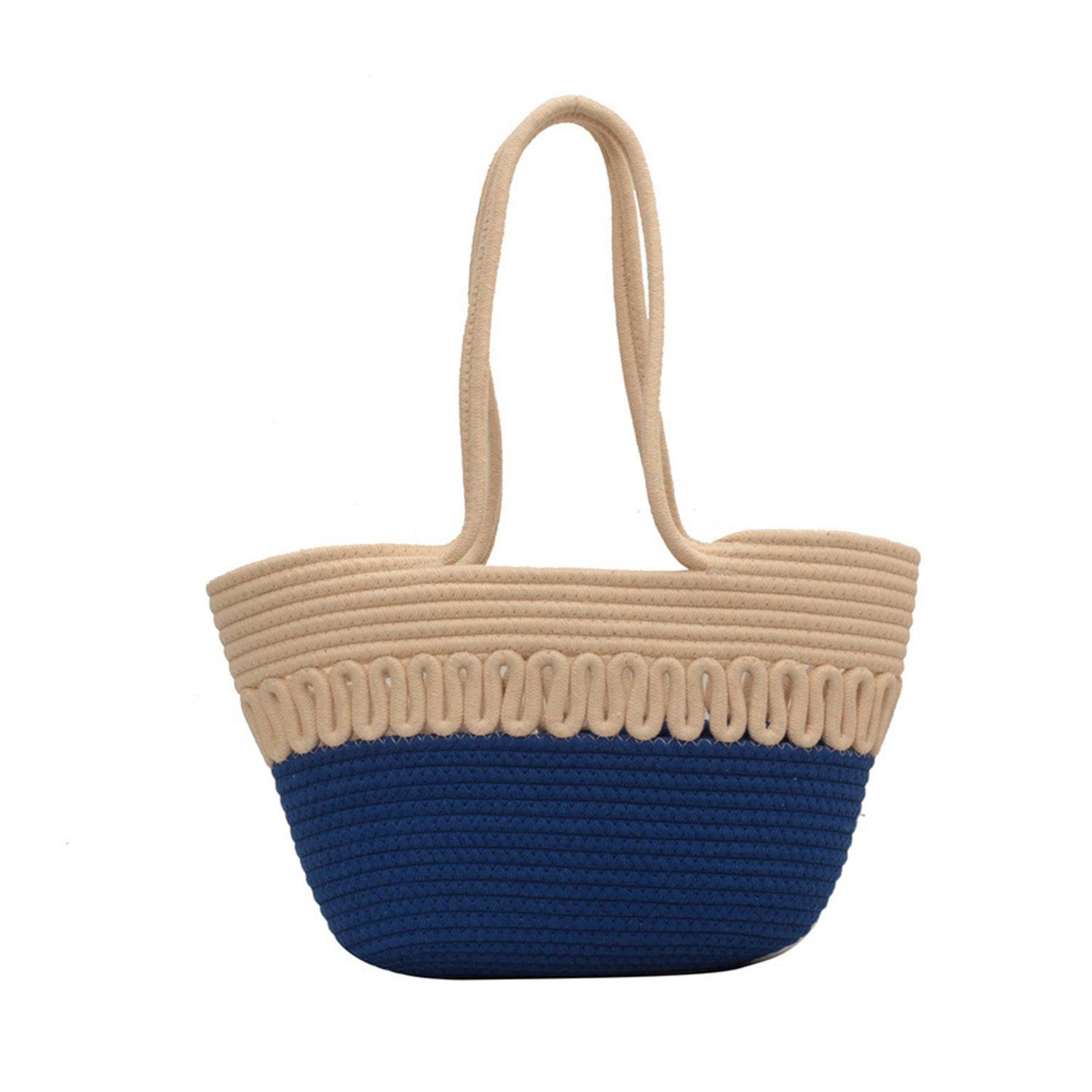 Cotton rope basket straw summer beach storage bag, custom tote bag with logo imprint 3