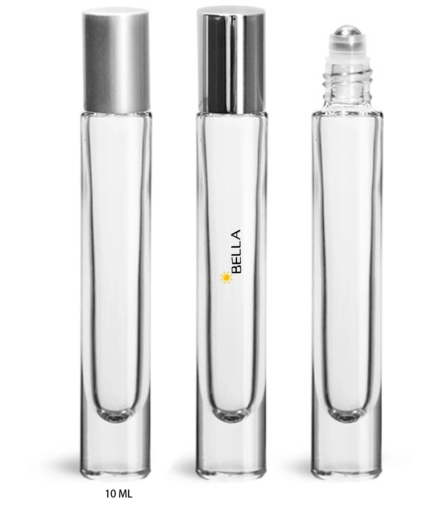Clear Glass 10 Ml Roll On Bottles W/ Ball And Silver Caps 2