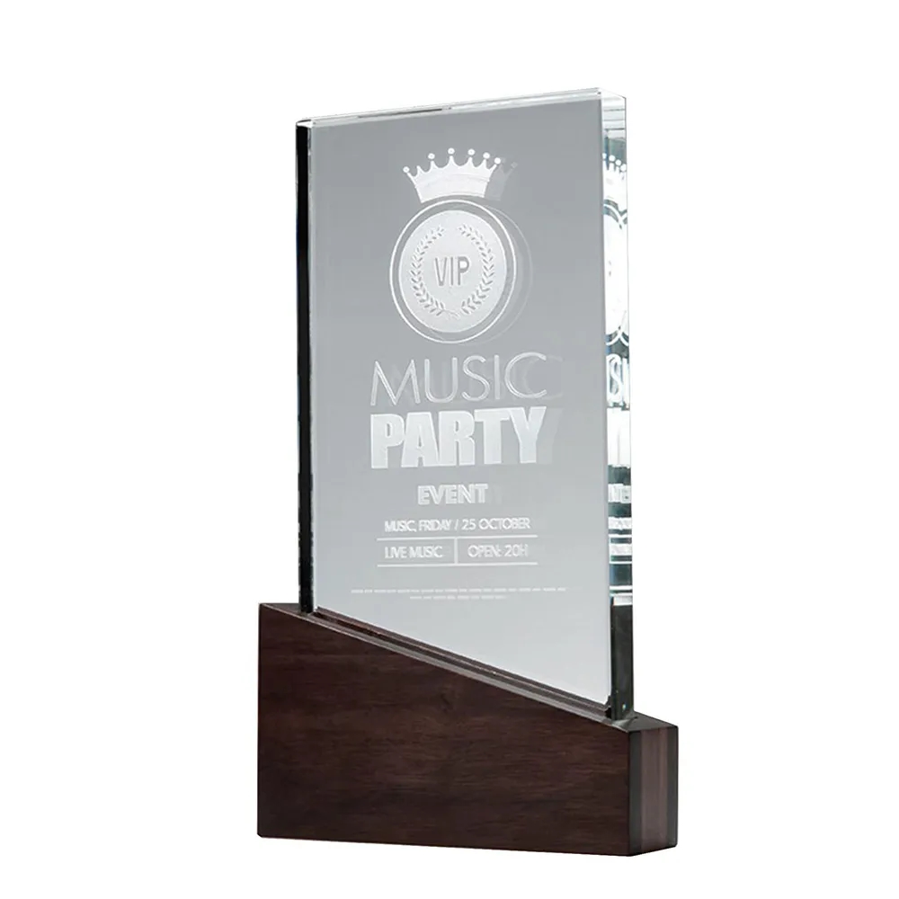 Wood Plaque Crystal Trophy 4